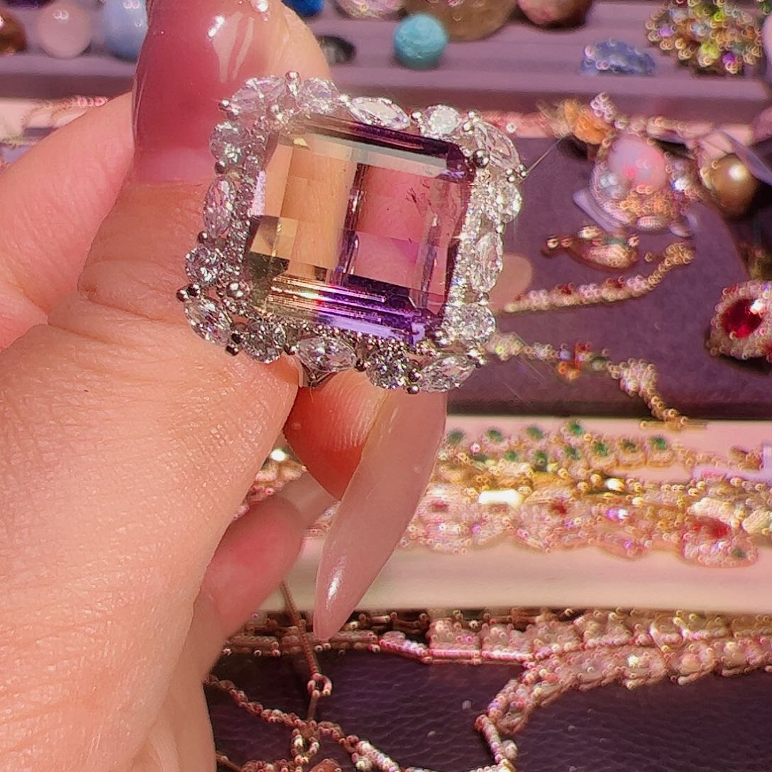 黄晶紫黄晶银S925镶嵌