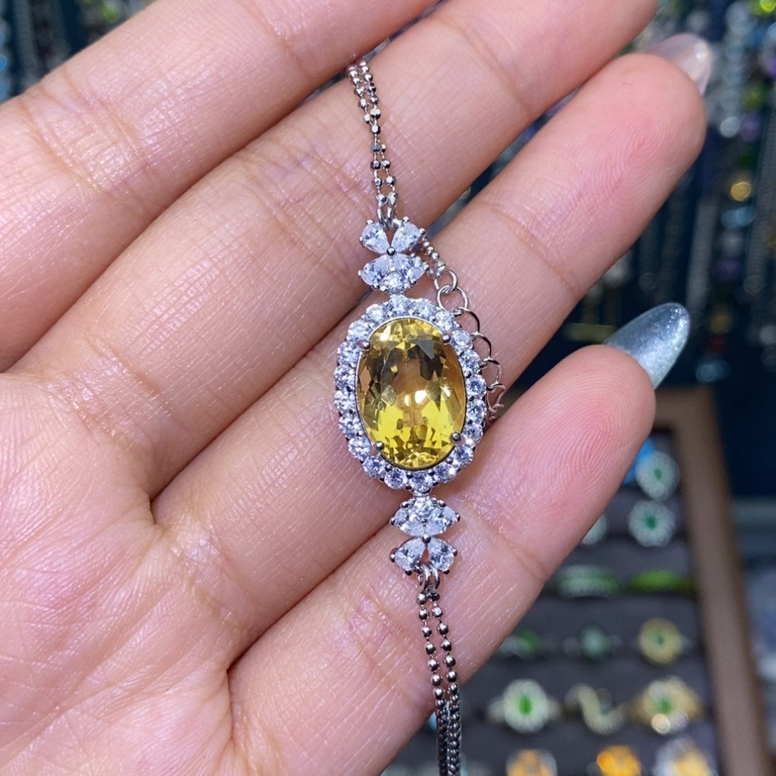 黄晶手链银S925镶嵌567787