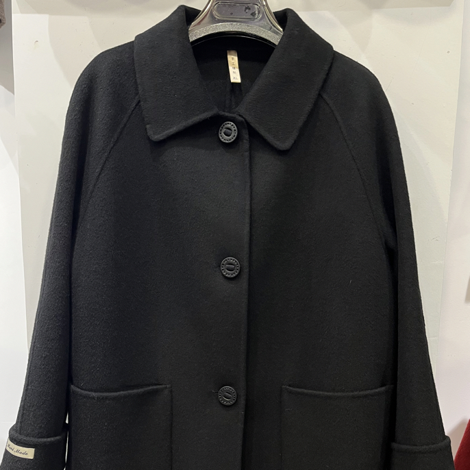 秋冬新款双面娃娃领宽松显瘦中长款毛呢大衣外套女韩版气质