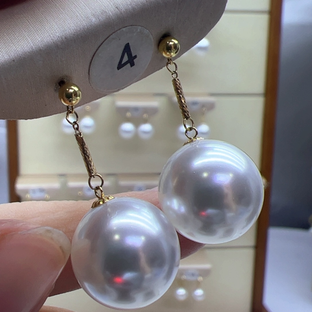 淡水珍珠耳饰18K金镶嵌