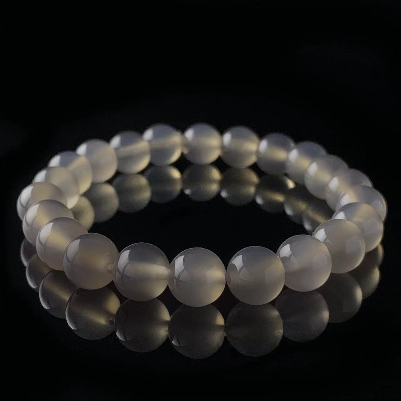  S1580（玉夫人）极光烟紫冰玛瑙黑手串-卡8左右-送礼佳品-