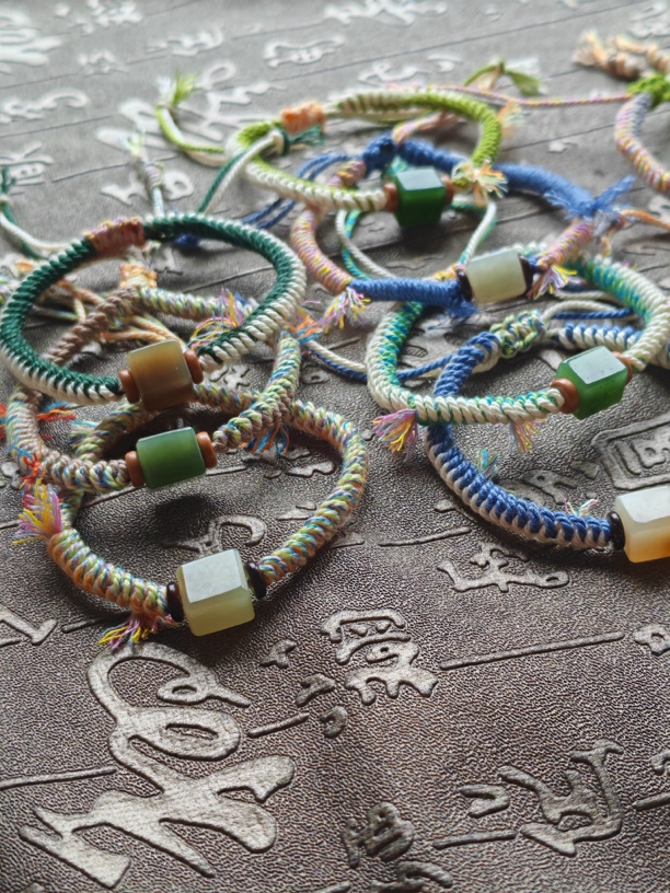 和田玉手绳可调节串珠配饰拼色原创设计民族风五色多样性发货