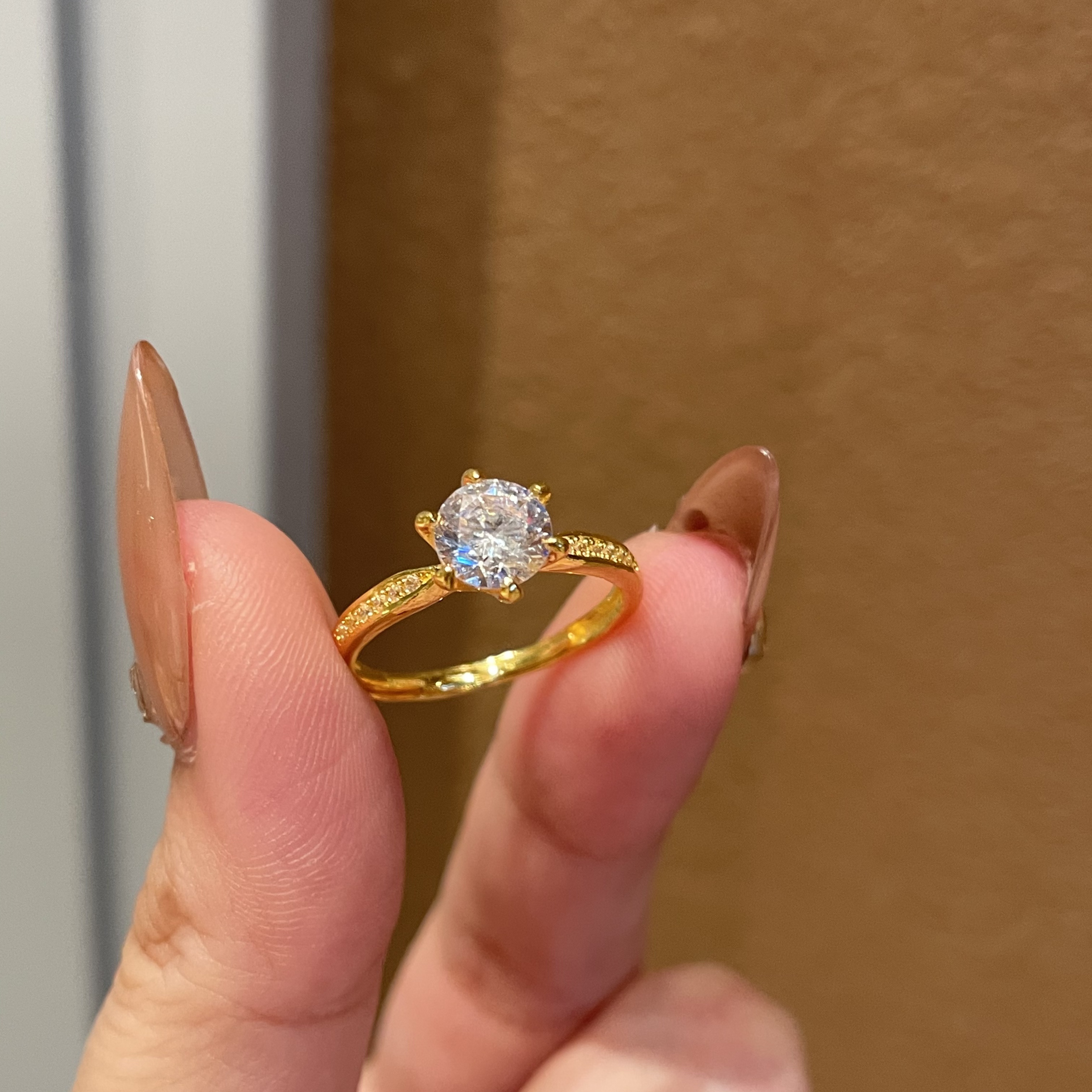 足金999钻戒订婚求婚纪念日送女友生日礼物七夕情人节实心活口ins