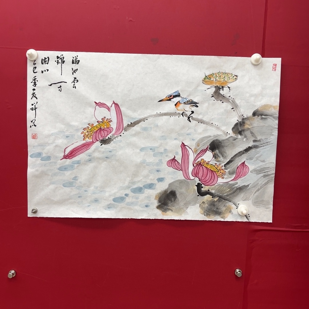 国画盛祥昆手绘荷花图