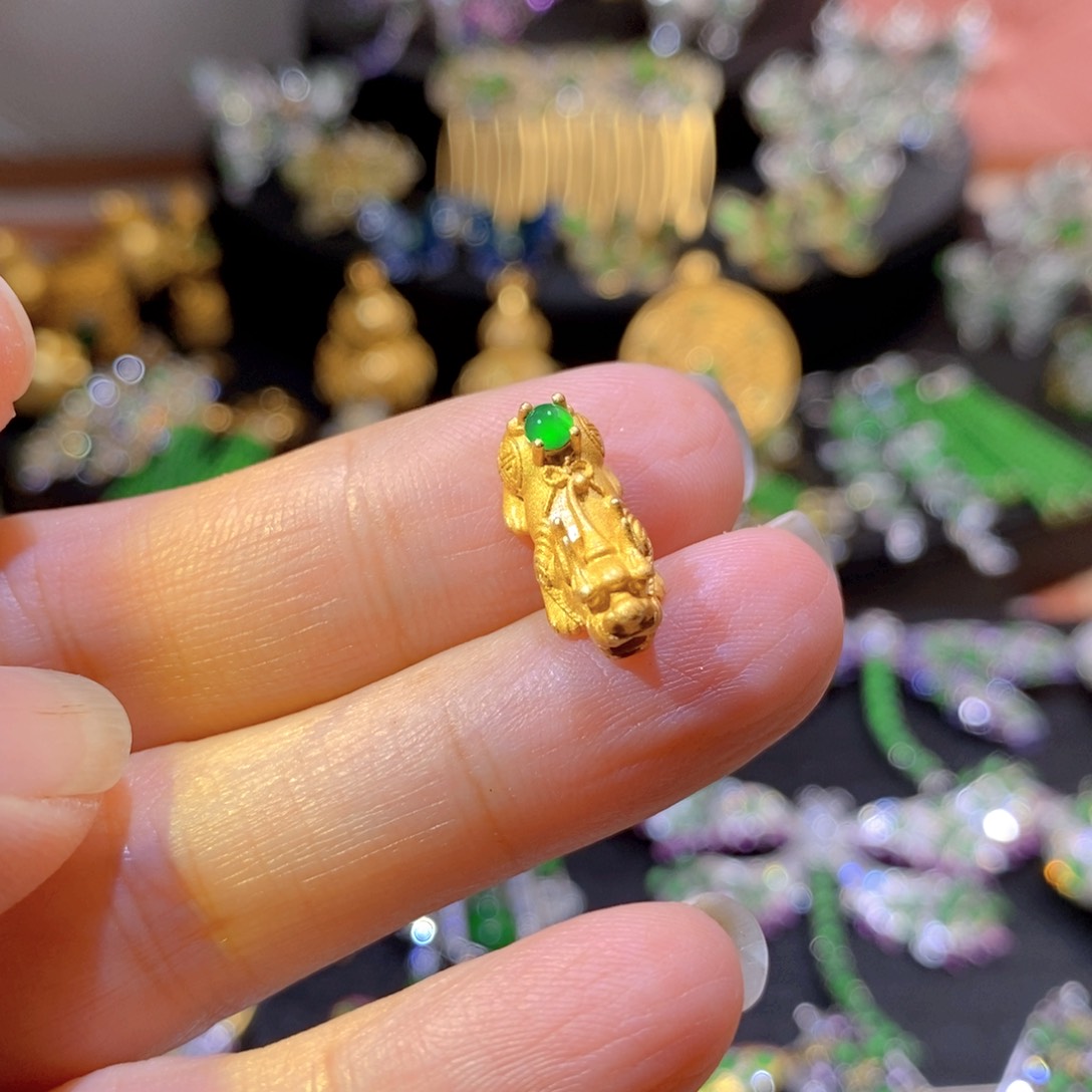 吊坠(不含链)银S925镶嵌翡翠