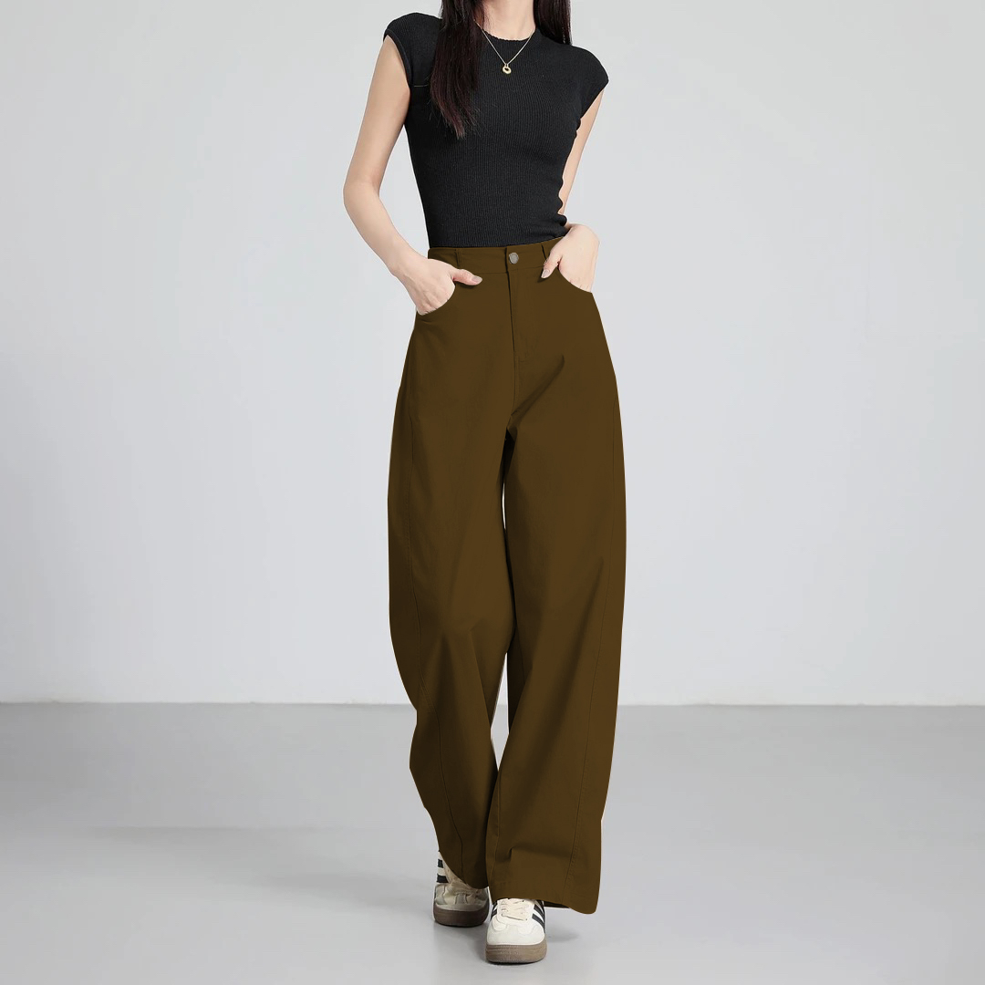 加绒加厚弯刀裤女2025秋冬百搭显瘦高腰宽松直筒阔腿休闲裤