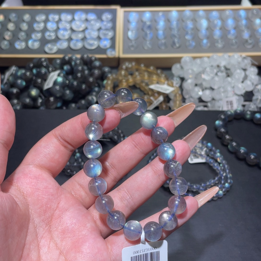 怎***了长石未镶嵌手链灰月光炫彩拉长石手链10.5mm