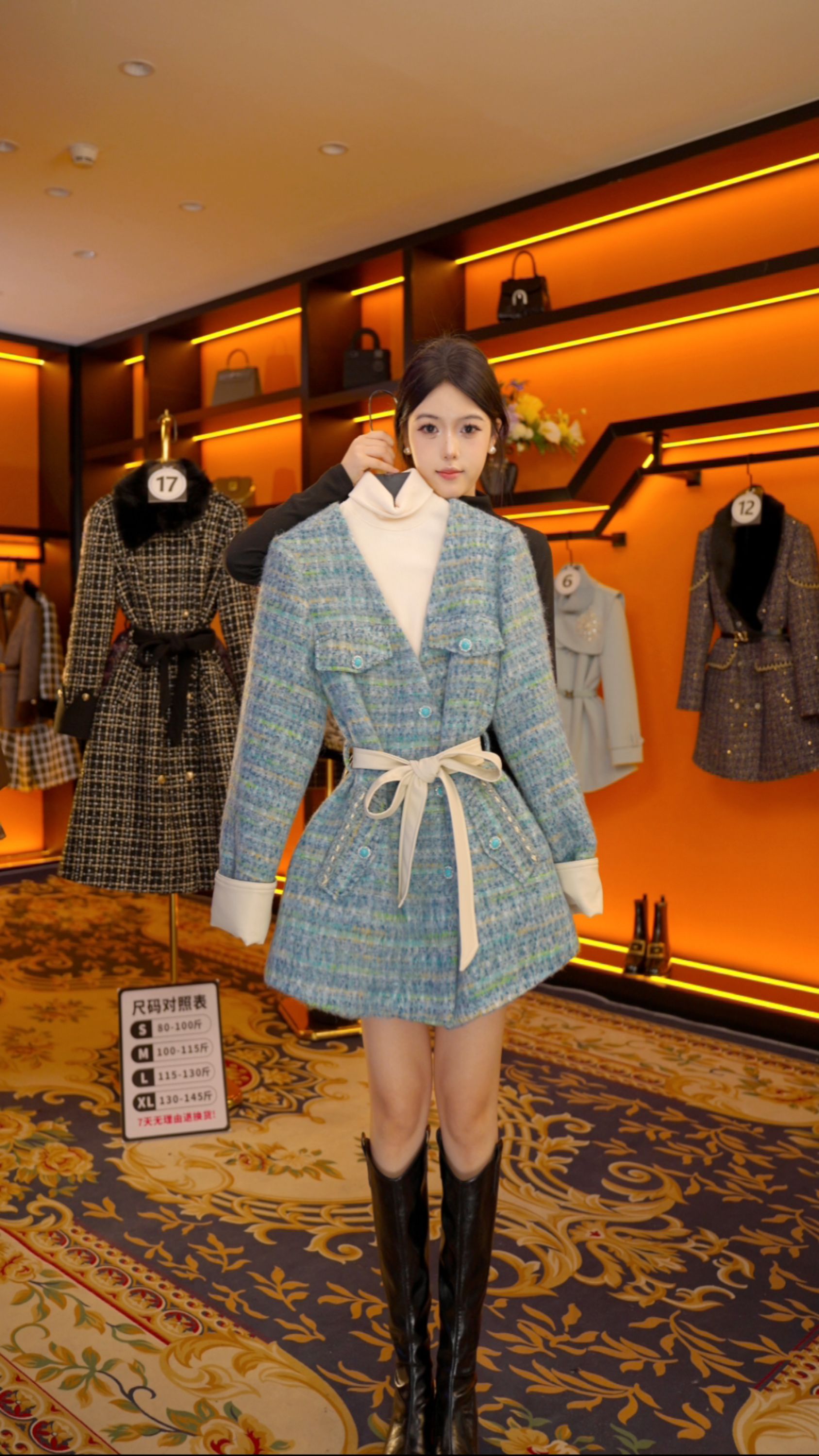 【GG】设计师气质冬季时尚女士收腰羽绒服中长款  Y881