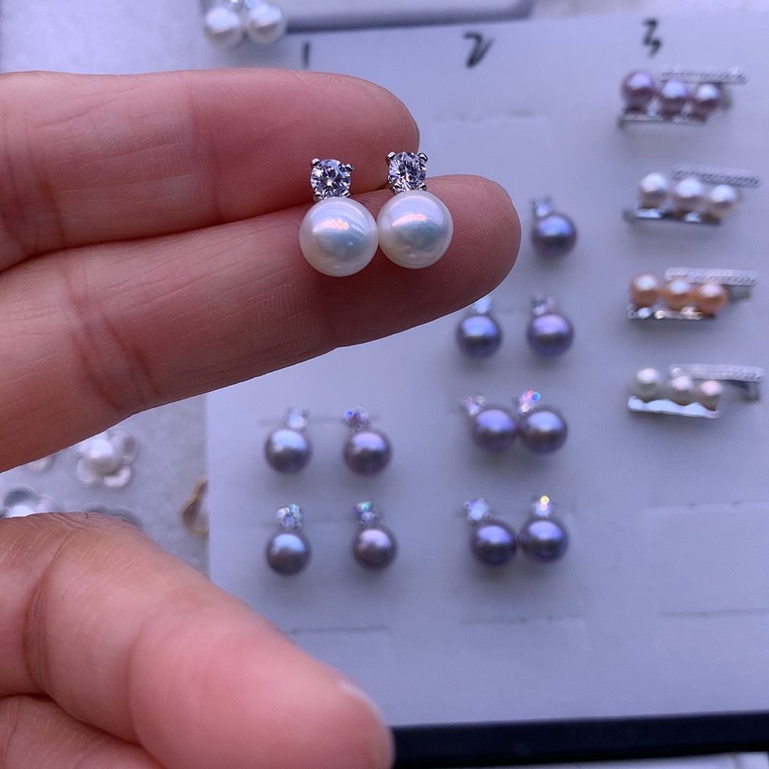 淡水珍珠耳饰合金