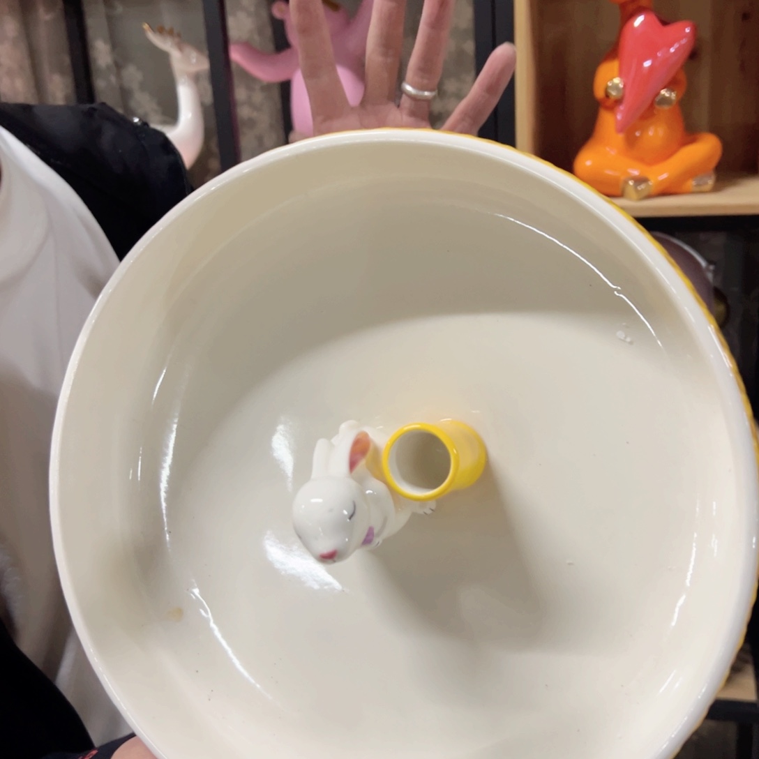 红陶红陶红陶红陶大号兔子果盘