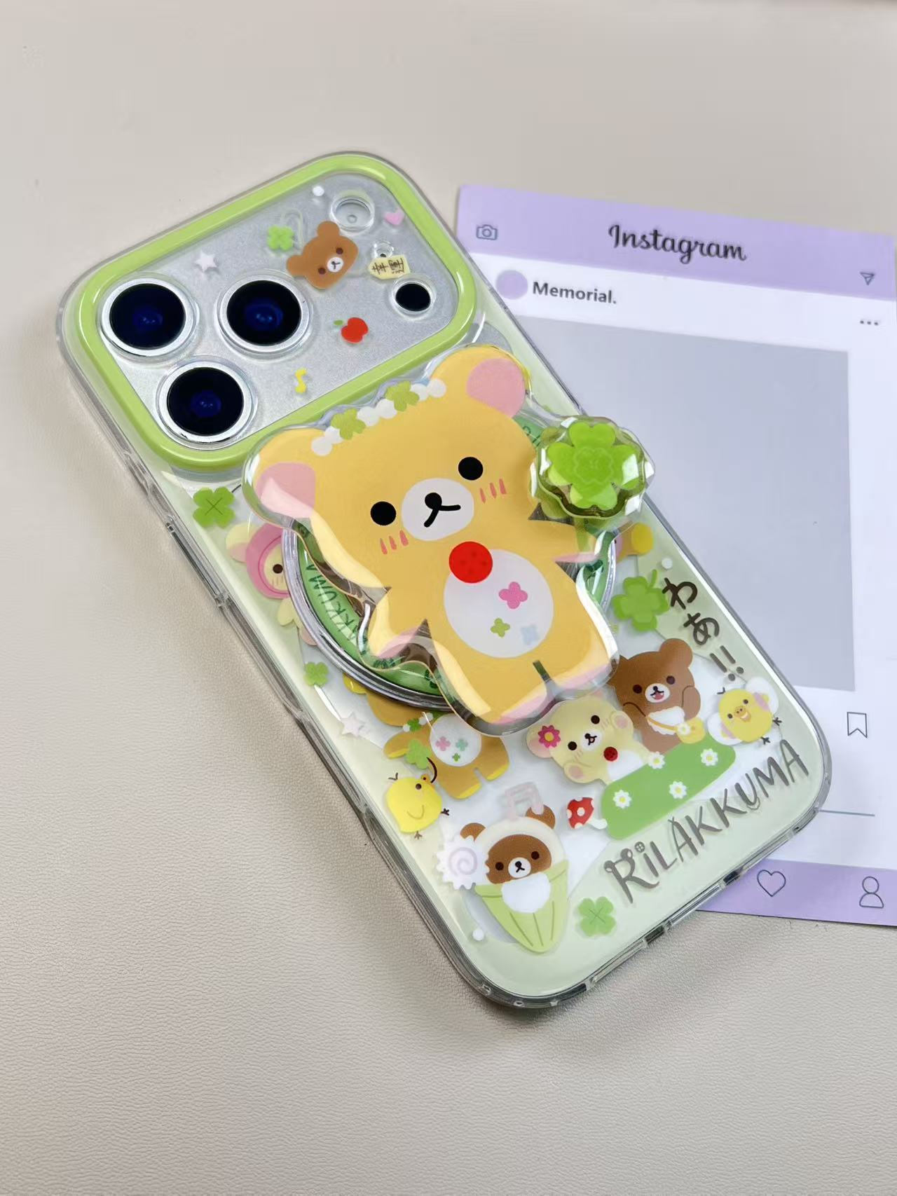 四叶草轻松熊转转imd双层壳磁吸手机壳一套