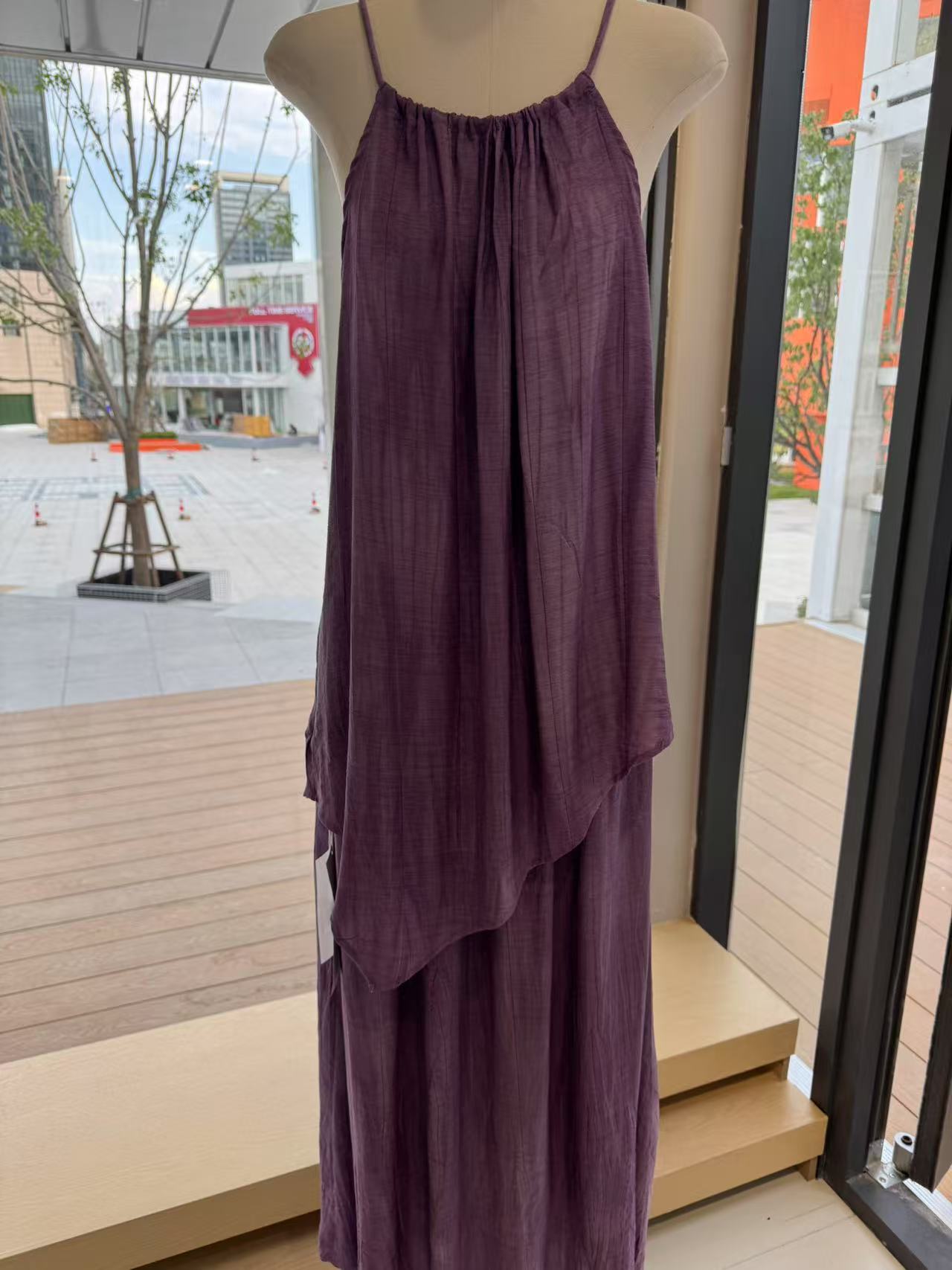 休闲风紫色绿色优雅休闲中式套装