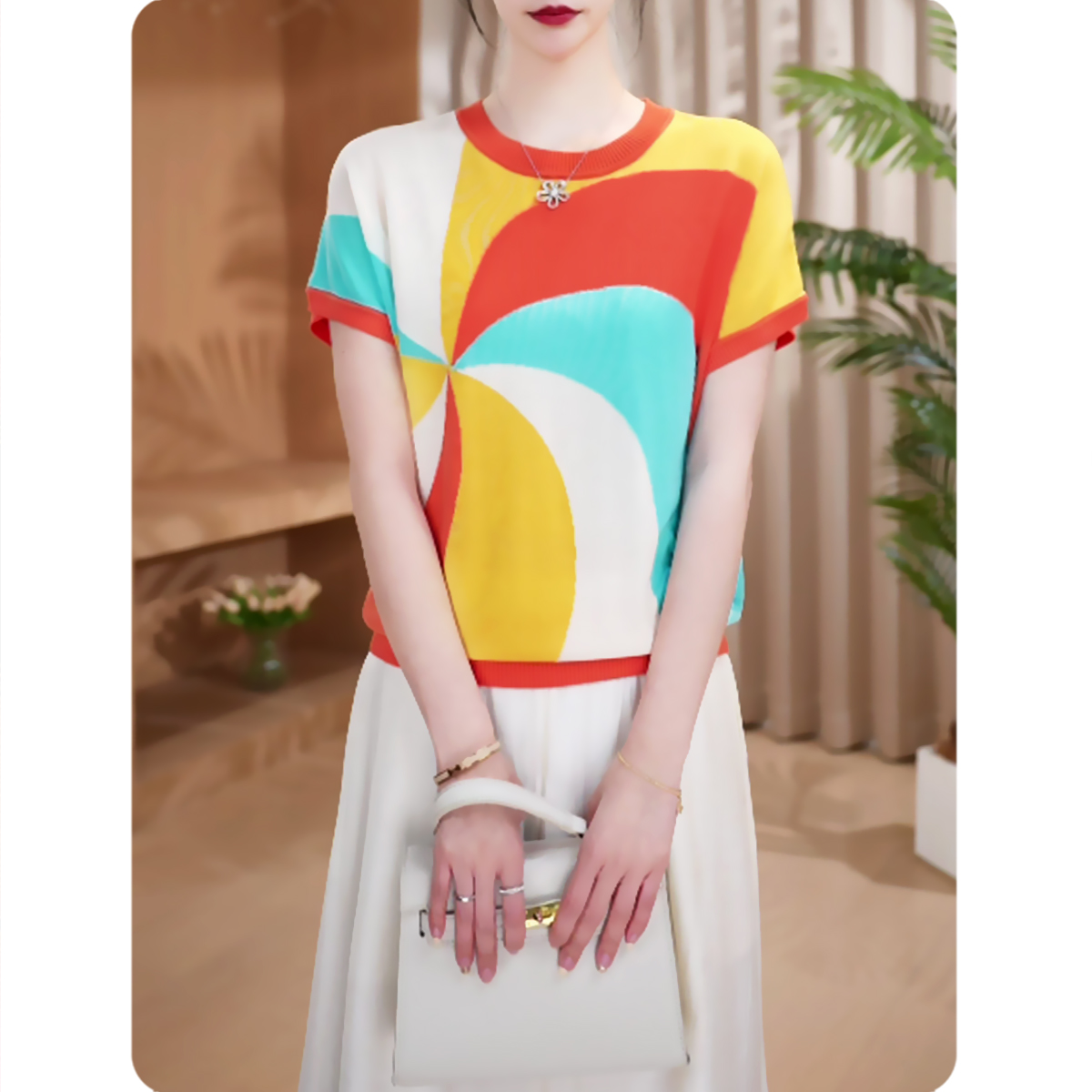 <TS2>风/车新品女士宽松小衫气质上衣时尚休闲女装2ZS01CZ137