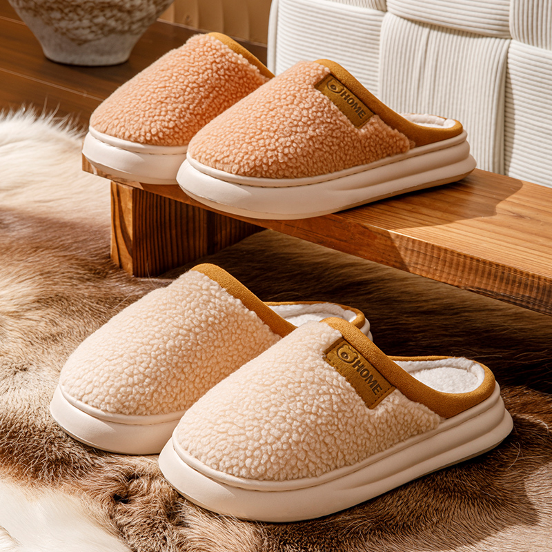  冬季棉拖鞋情侣加厚防滑居室内加绒保暖棉拖简约毛毛拖鞋女A992