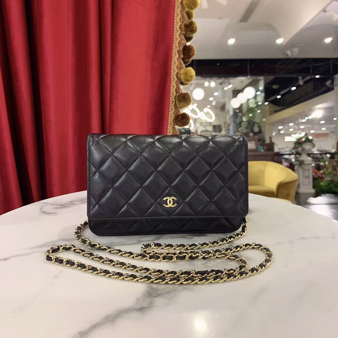 95新 Chanel/香奈儿 GGS香奈儿发财woc黑金羊皮芯片款56114585