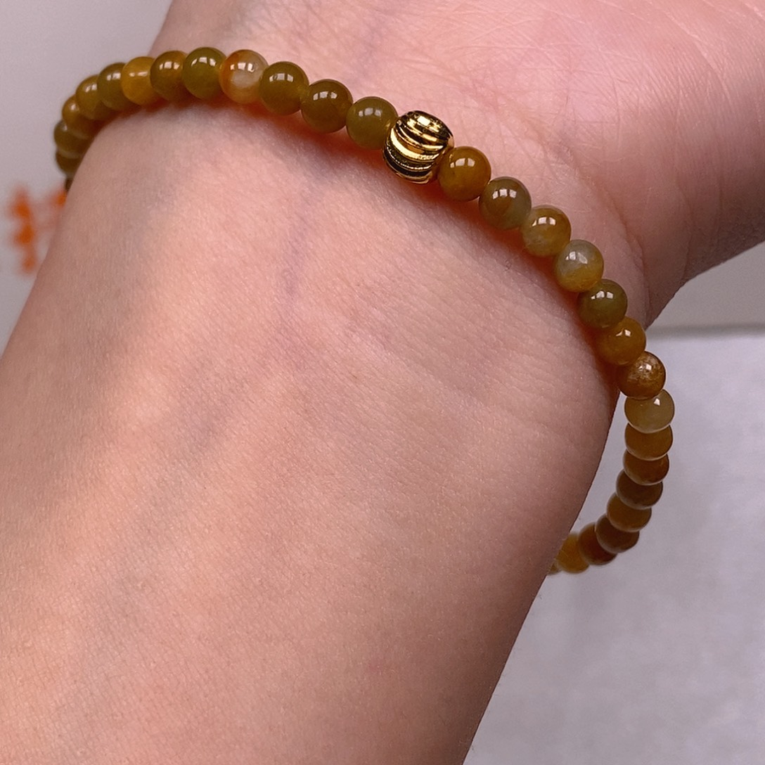 翡翠手串未镶嵌黄翡手串