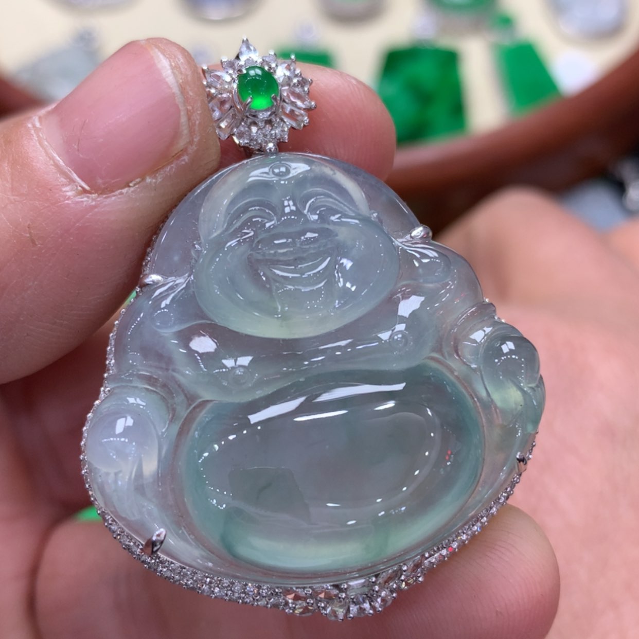 【闪购商品】翡翠颈饰18K金镶嵌佛公