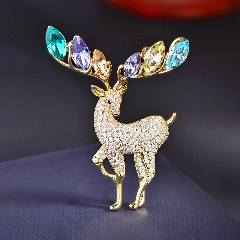 铜合金胸针 设计师高定款【麋鹿】经典高档气质胸针  服装百搭配饰