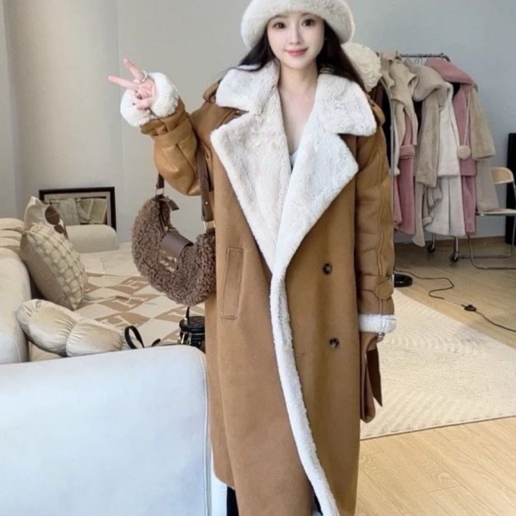 冬季新款大码963加绒韩版高级感皮毛一体外套（以直播间实物为准）