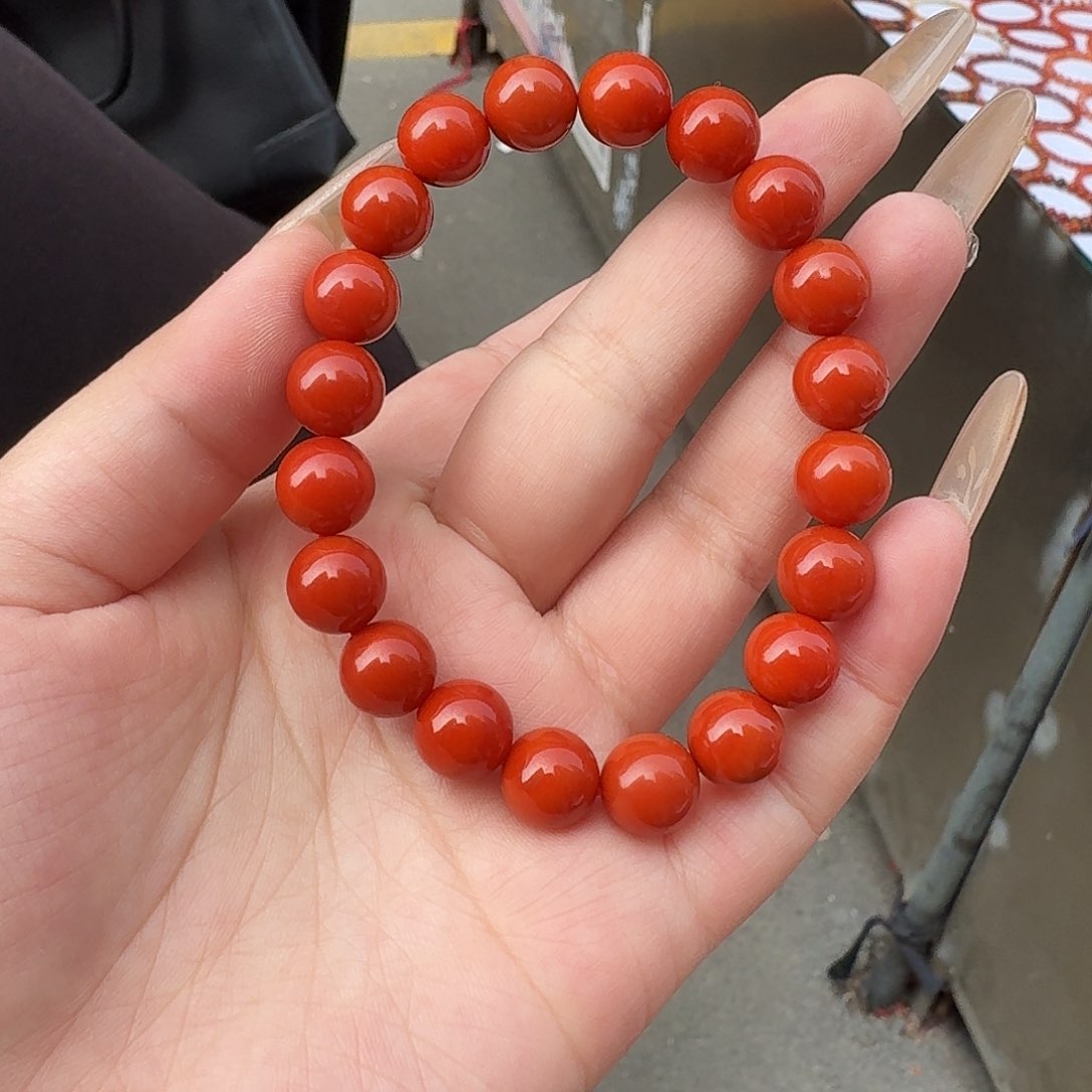 南红玛瑙手串足铂镶嵌⭐****～