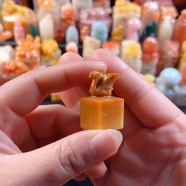 老挝石印石1.7厘米，天鹅，包刻