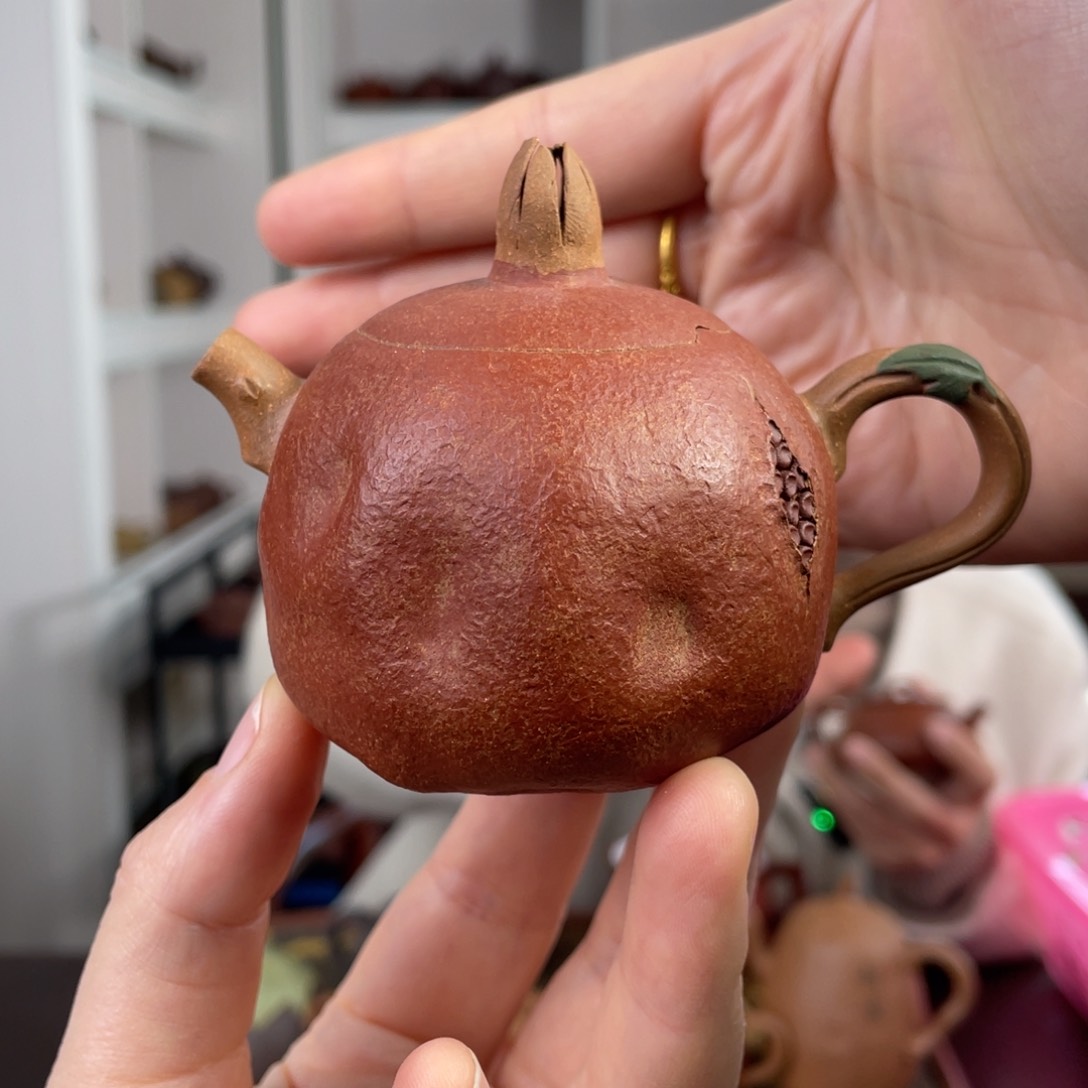 紫砂茶壶花器石榴小壶.