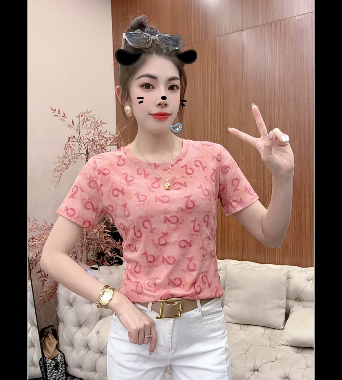 月月家，新款夏季植绒显瘦洋气网纱上衣6688