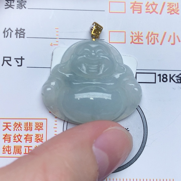 翡翠颈饰18K金镶嵌佛公
