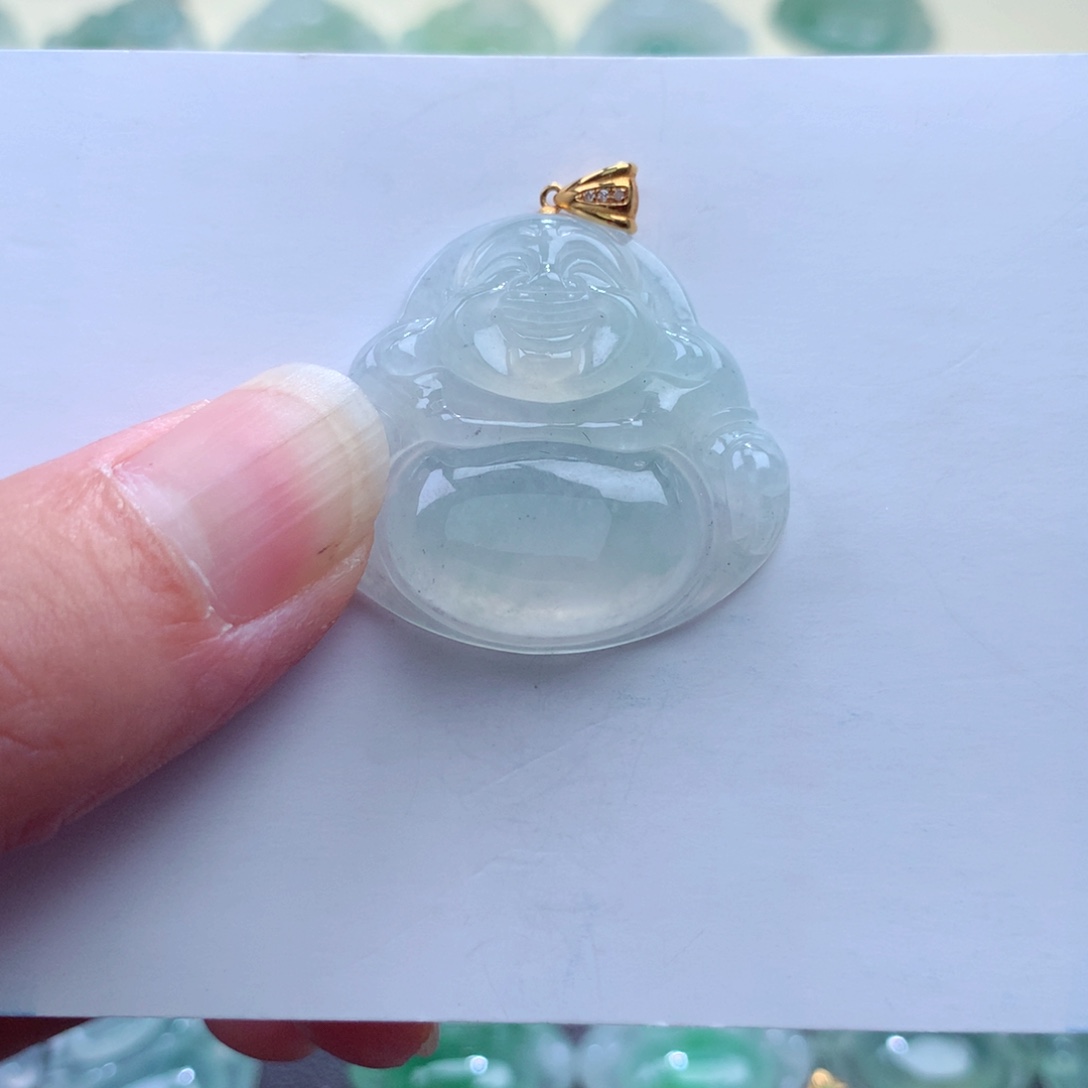 翡翠吊坠(不含链)18K金镶嵌