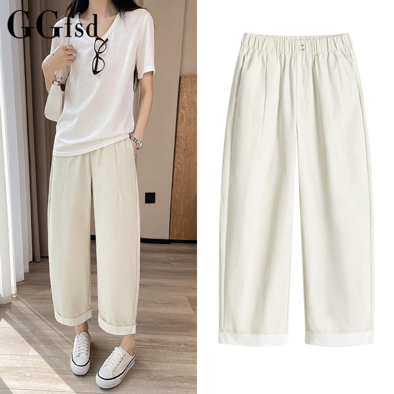 夏季舒柔特不皱不鼓包气球裤 25年高腰宽松显瘦休闲九分弯刀裤