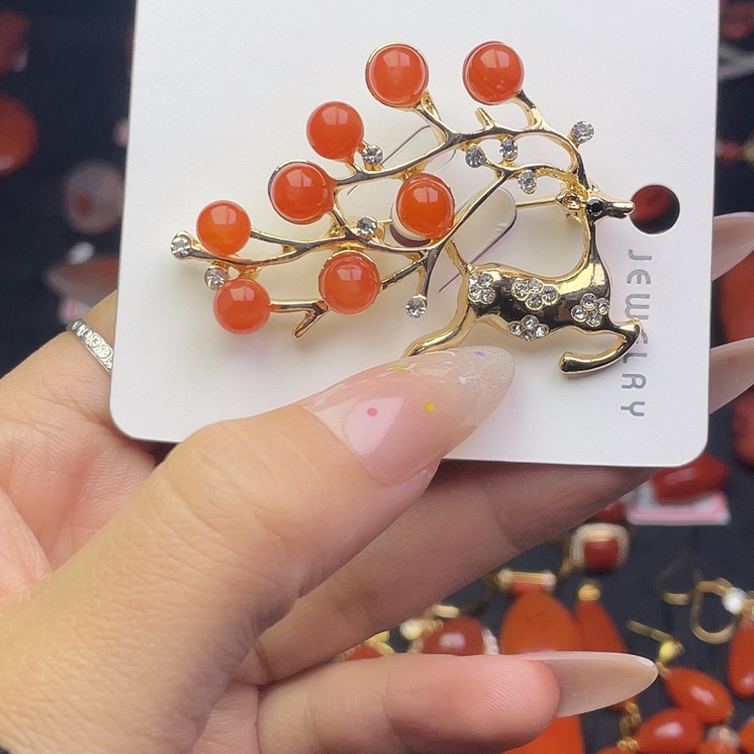 南红玛瑙未镶嵌胸针原矿南红胸针