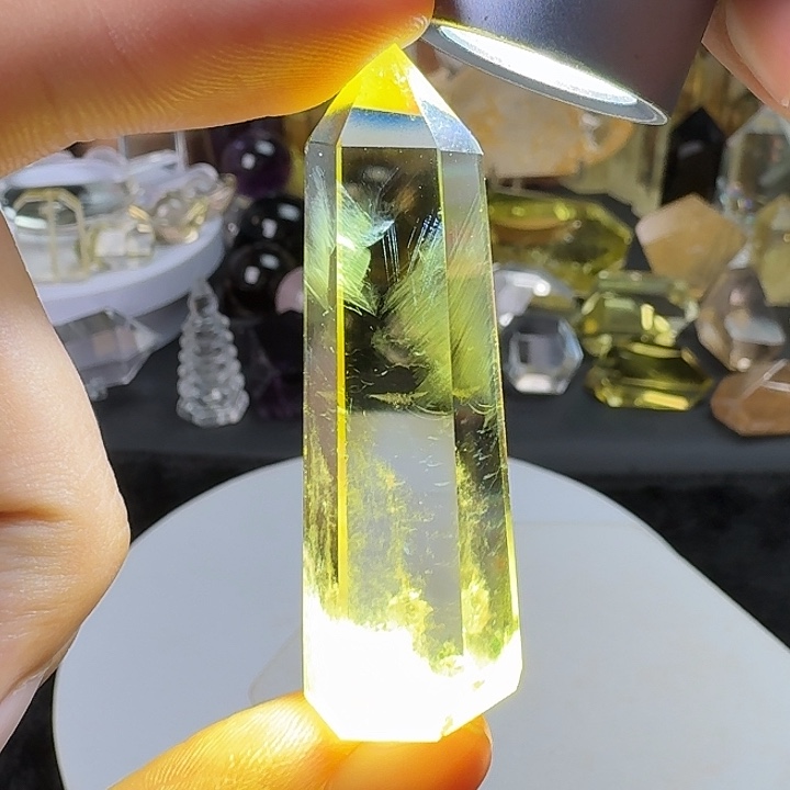 未镶嵌珠宝半成品水晶黄水晶蓝针