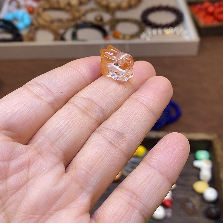 木小兔子兔毛小配饰