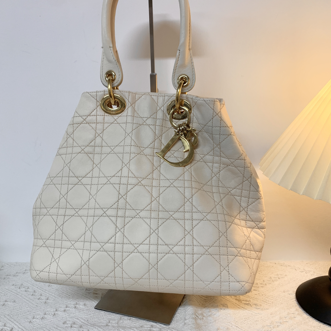 95新 DIOR/迪奥 米白色托特斜挎包Ss