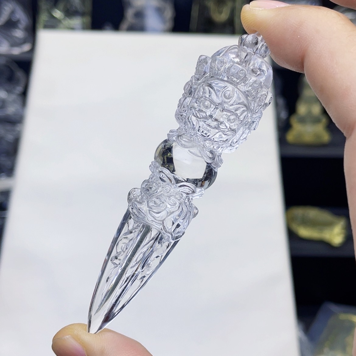 【闪购商品】水晶颈饰未镶嵌白水晶精雕金刚降魔杵