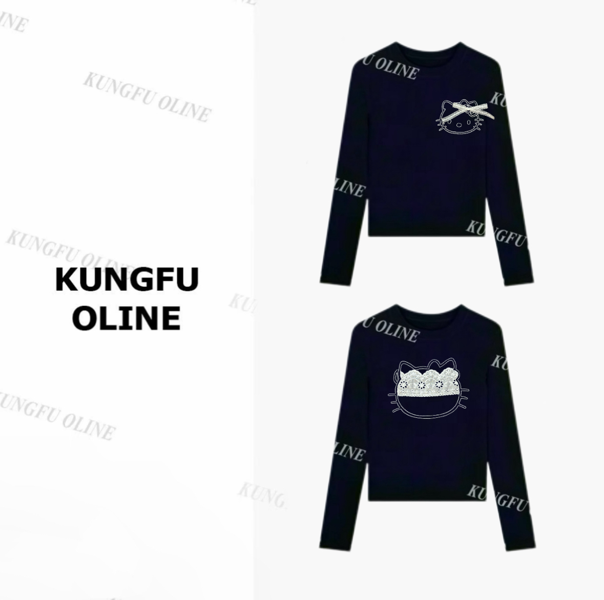 【桃桃】【蕾丝KT猫】CT53-45秋季流光风羊毛流行印花T恤正肩