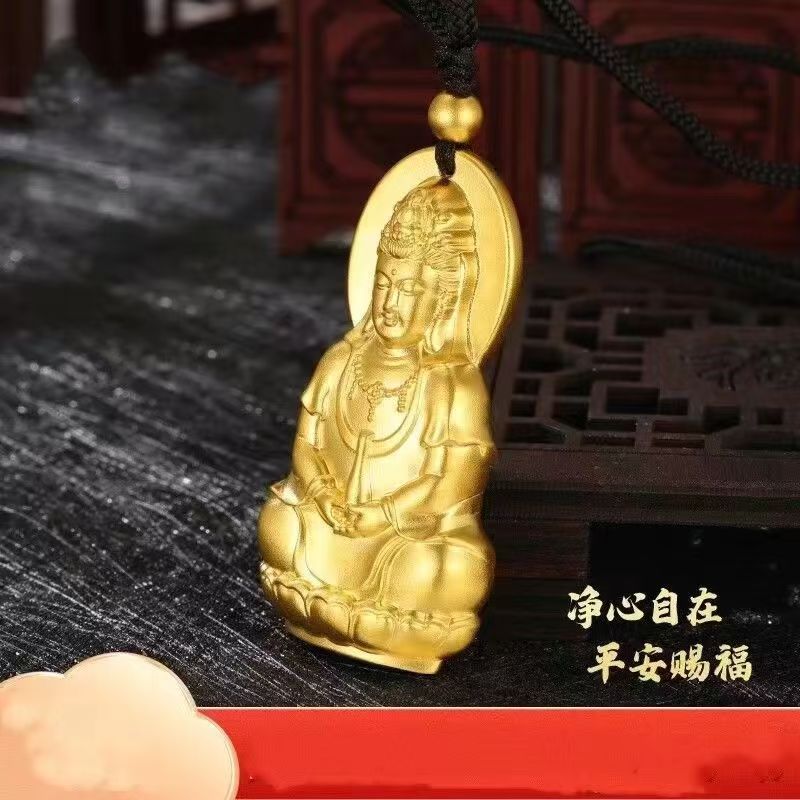 吊坠足银 吊坠足银 外包了金的观音赐福吊坠轻奢时尚经典挂坠