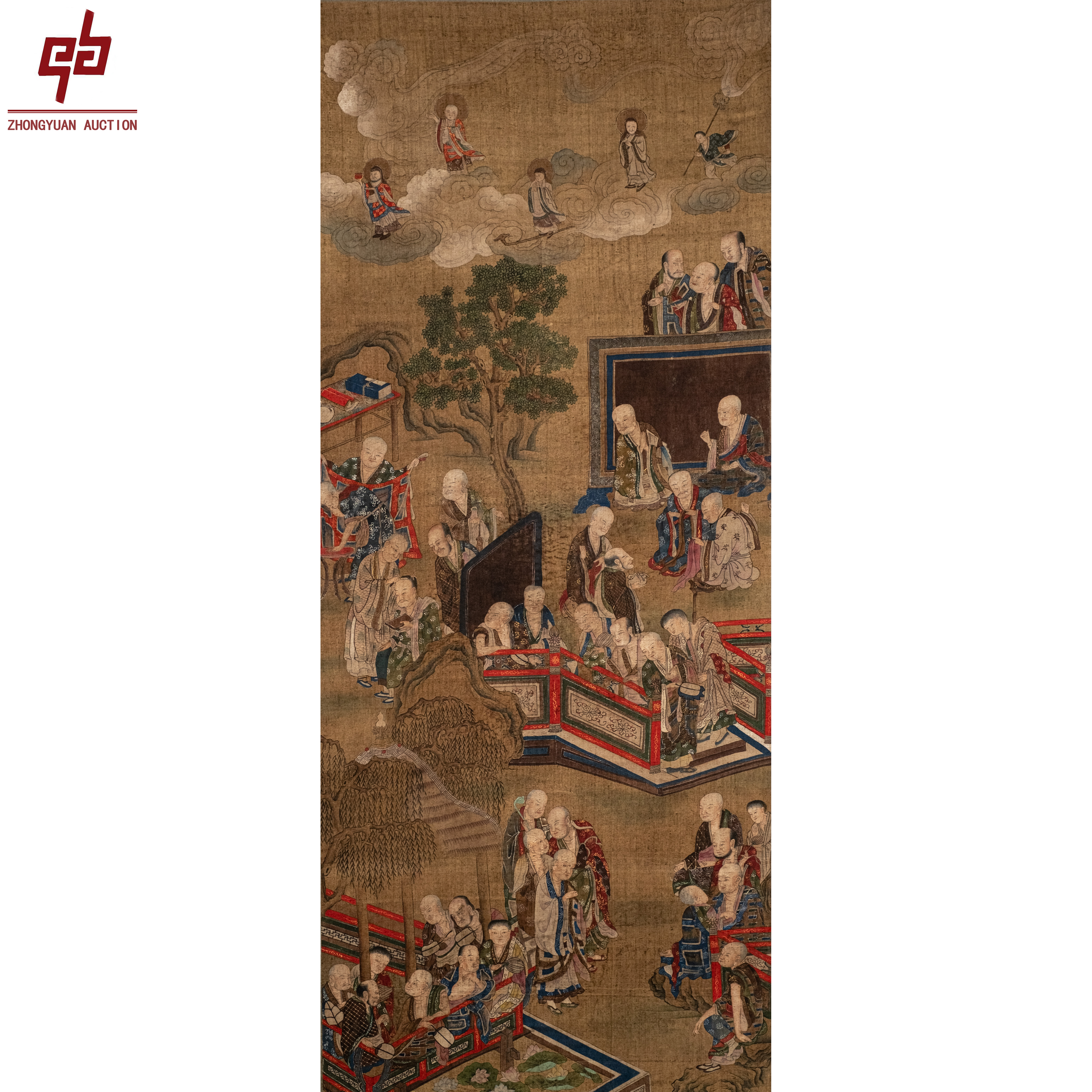 "lot738 佚名 罗汉 绢本立轴 161cm*60cm约8.7平尺"