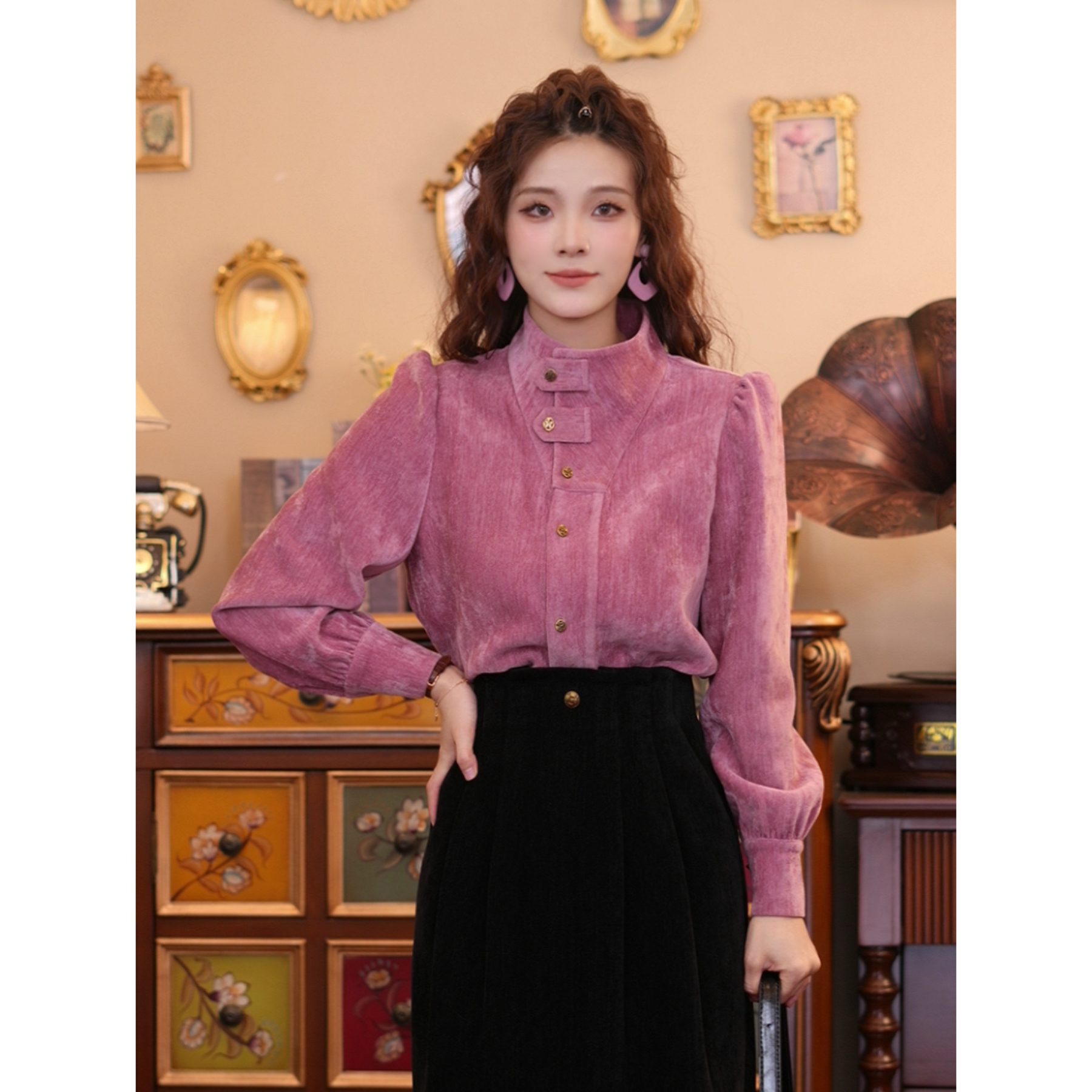 欣欣【豆沙甜心】2025秋款气质大气上衣01298