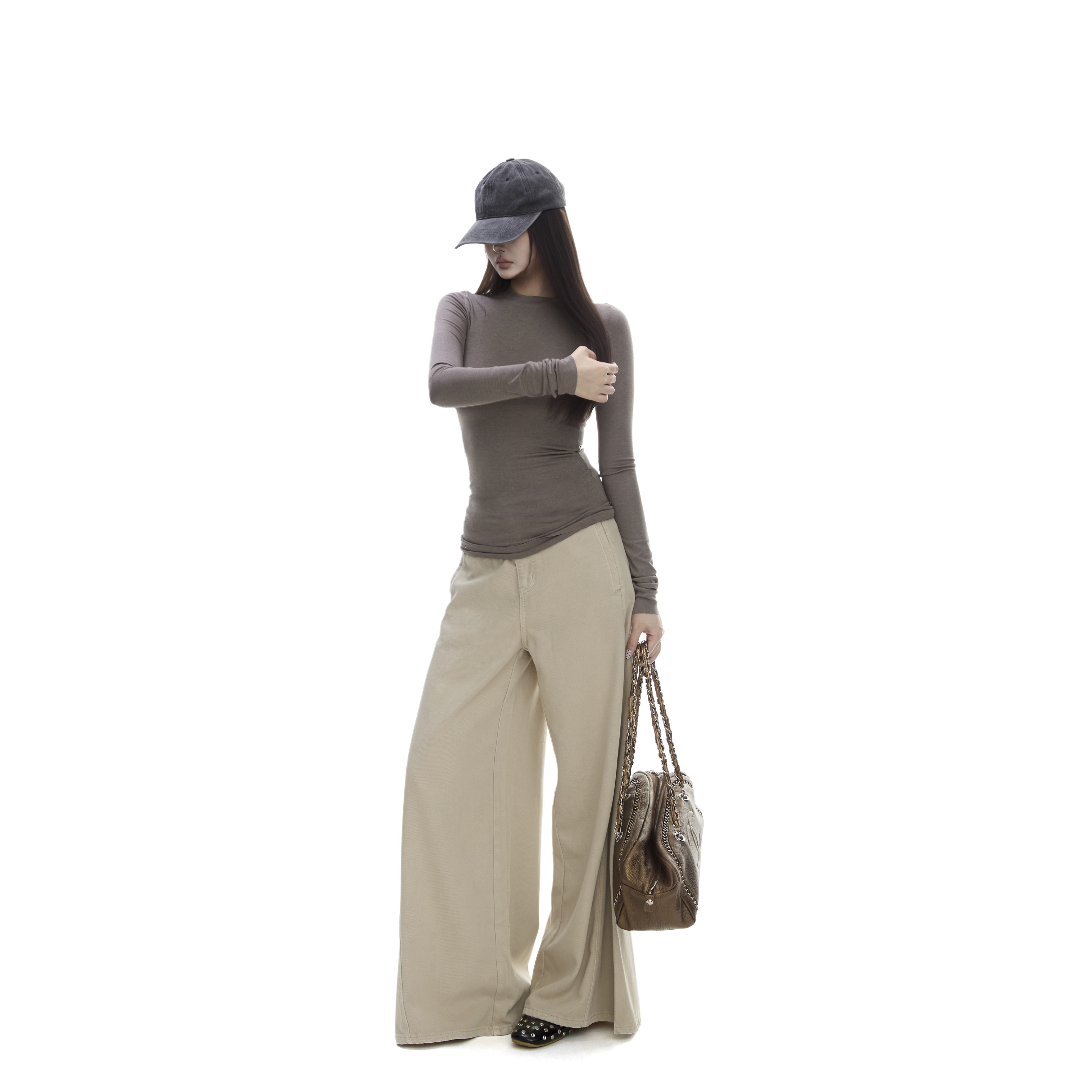 withmin凉皮 圆领正肩秋百搭打底中长款秋冬显瘦T恤上衣2524650