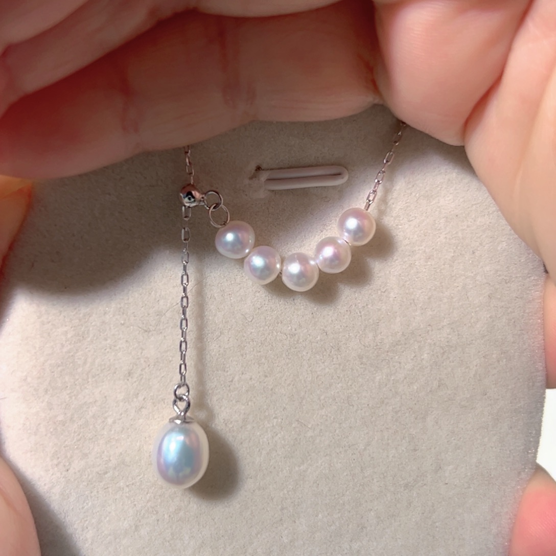 淡水珍珠极光镜面炫彩天然珍珠银S925镶嵌