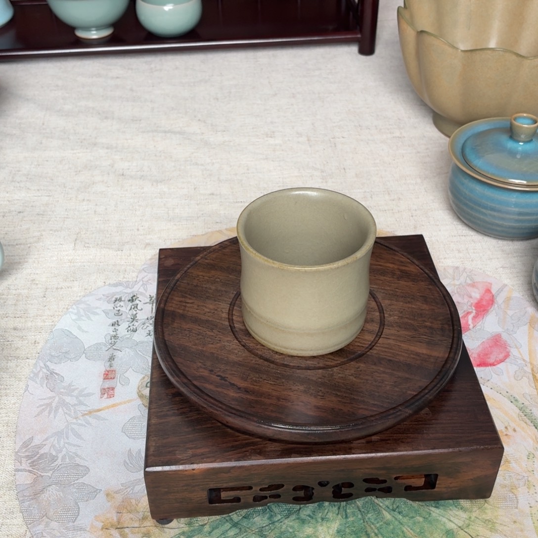 陶摆件草木灰竹节杯