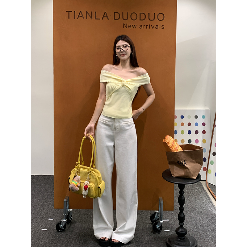 【奥地利时分现货】甜辣多多设计感交叉两穿弹力V领短袖针织衫上衣