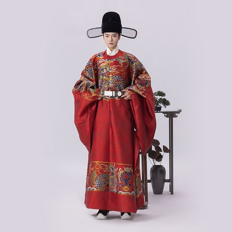 斜塘衣庄 玉麒麟 男款汉服明制织金妆花圆领袍套装婚服情侣款国风