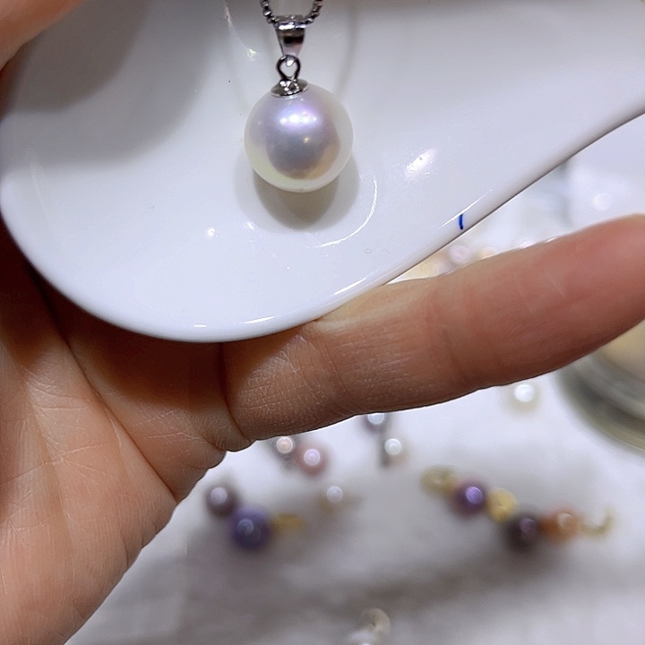 淡水珍珠白珠银色瓜子扣合金