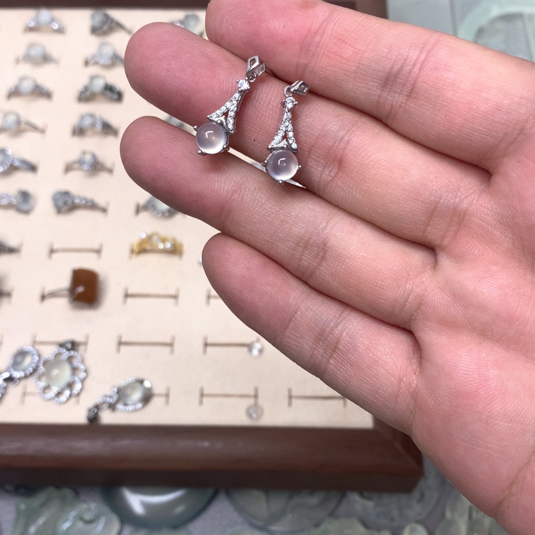 蛇纹石玉颈饰银S925镶嵌林*然