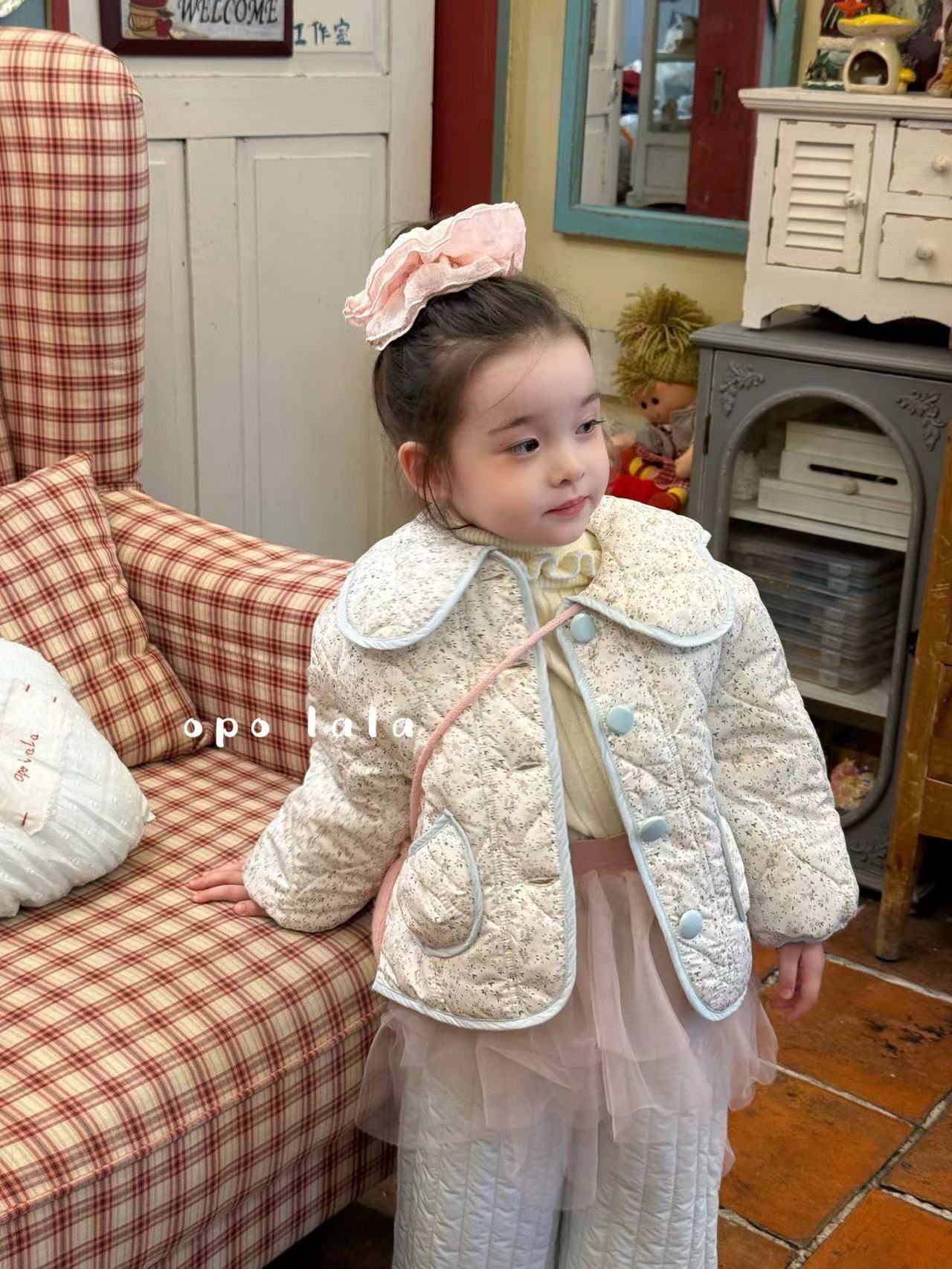 【现货】女童蓝色碎花棉服外套（OPO-7008-冬A）汉服