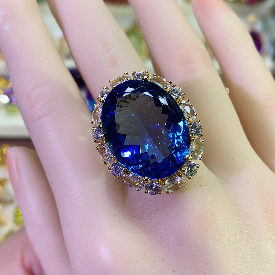 托帕石戒指银S925镶嵌