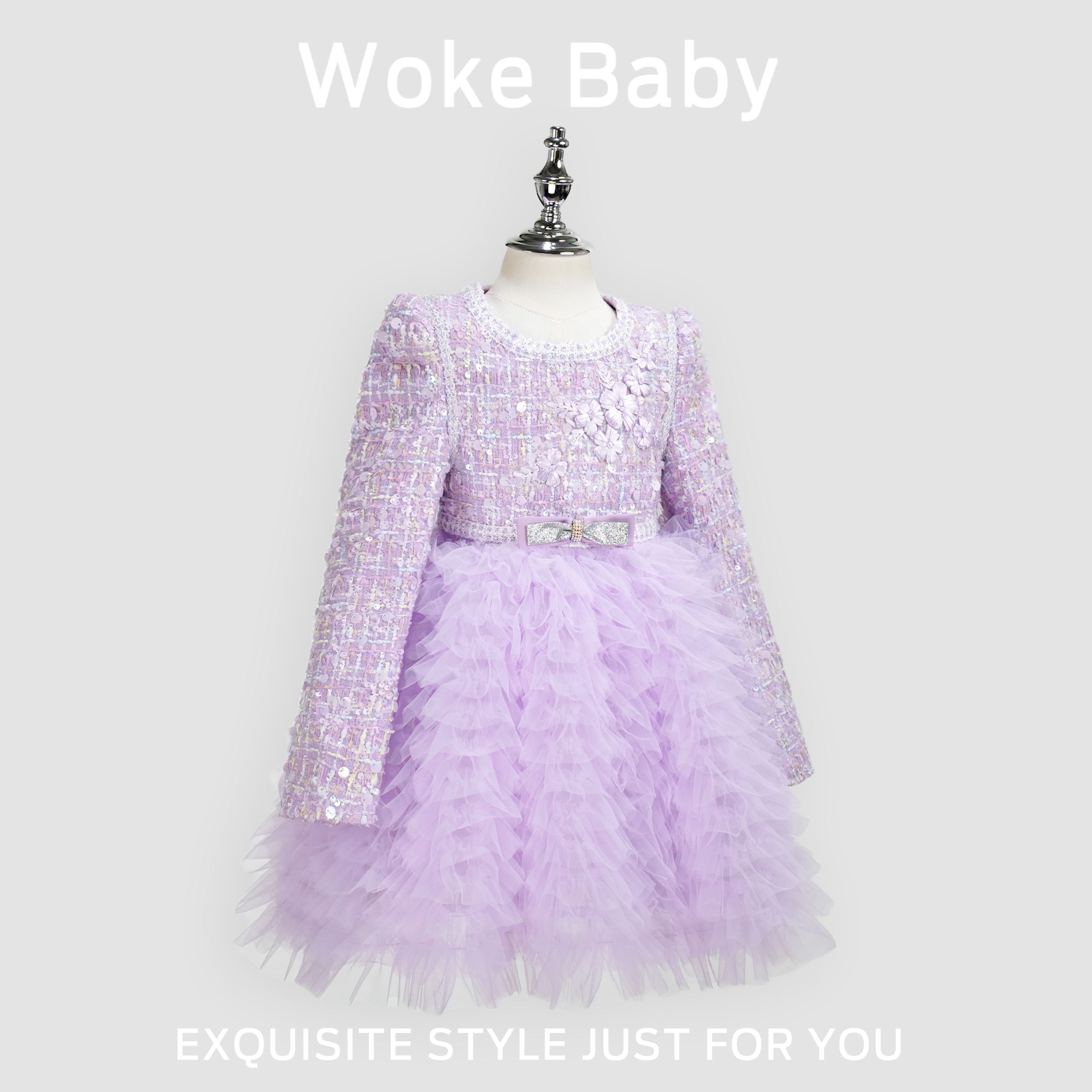 女童秋冬小香风公主裙网纱蛋糕裙洋气礼服连衣裙汉服W5072