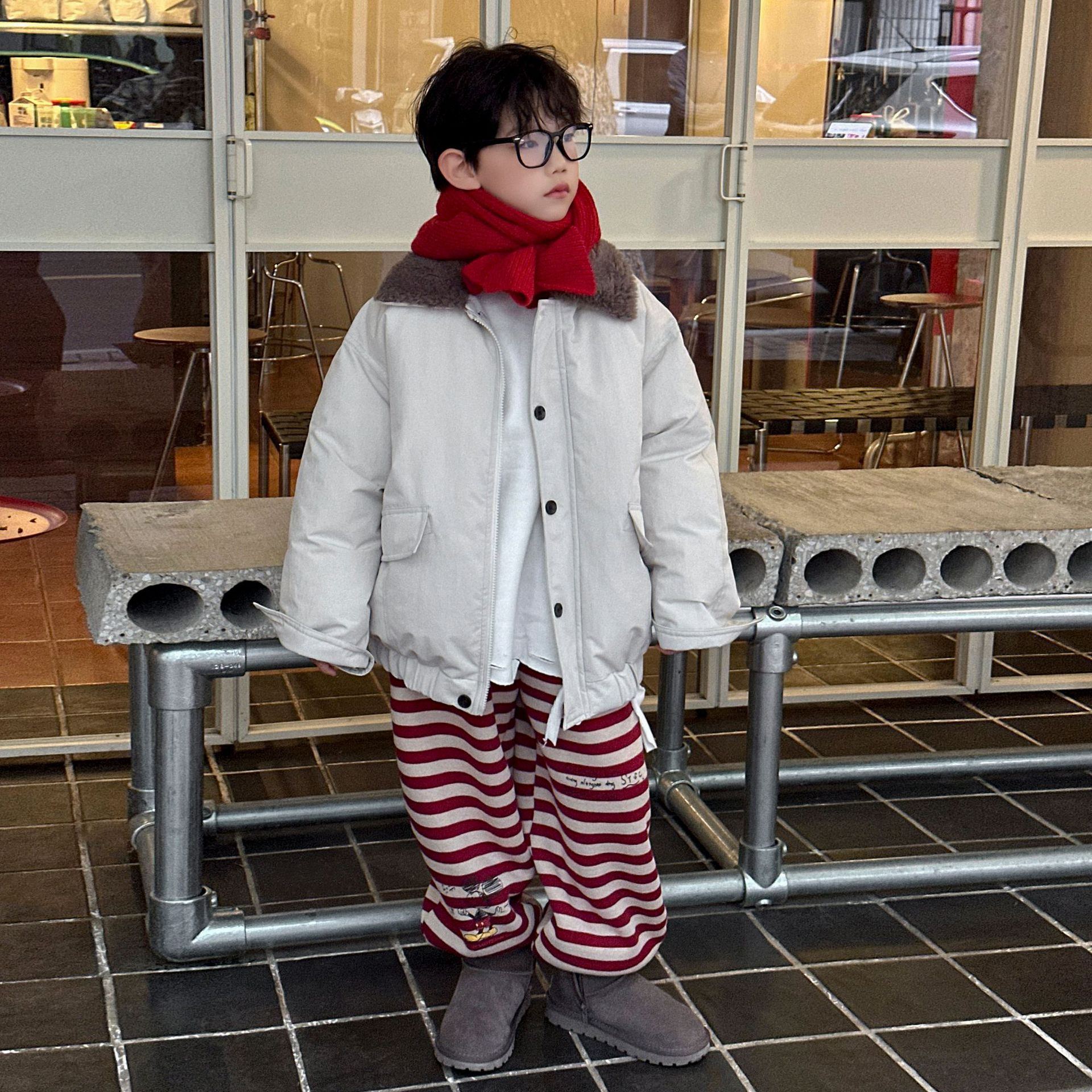 涵芽男童冬款夹棉外套2025冬季新款儿童棉衣加厚派克服HY25486